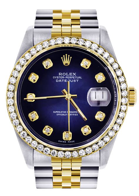 rolex gold with blue dial|Rolex watch with blue face.